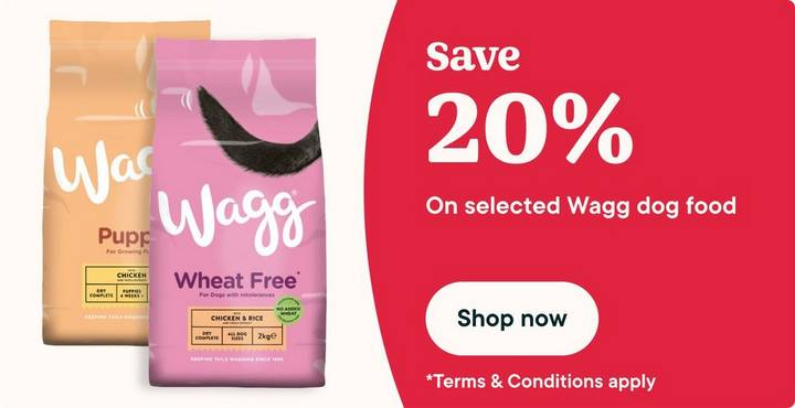 Save 20% on selected Wagg dog food
